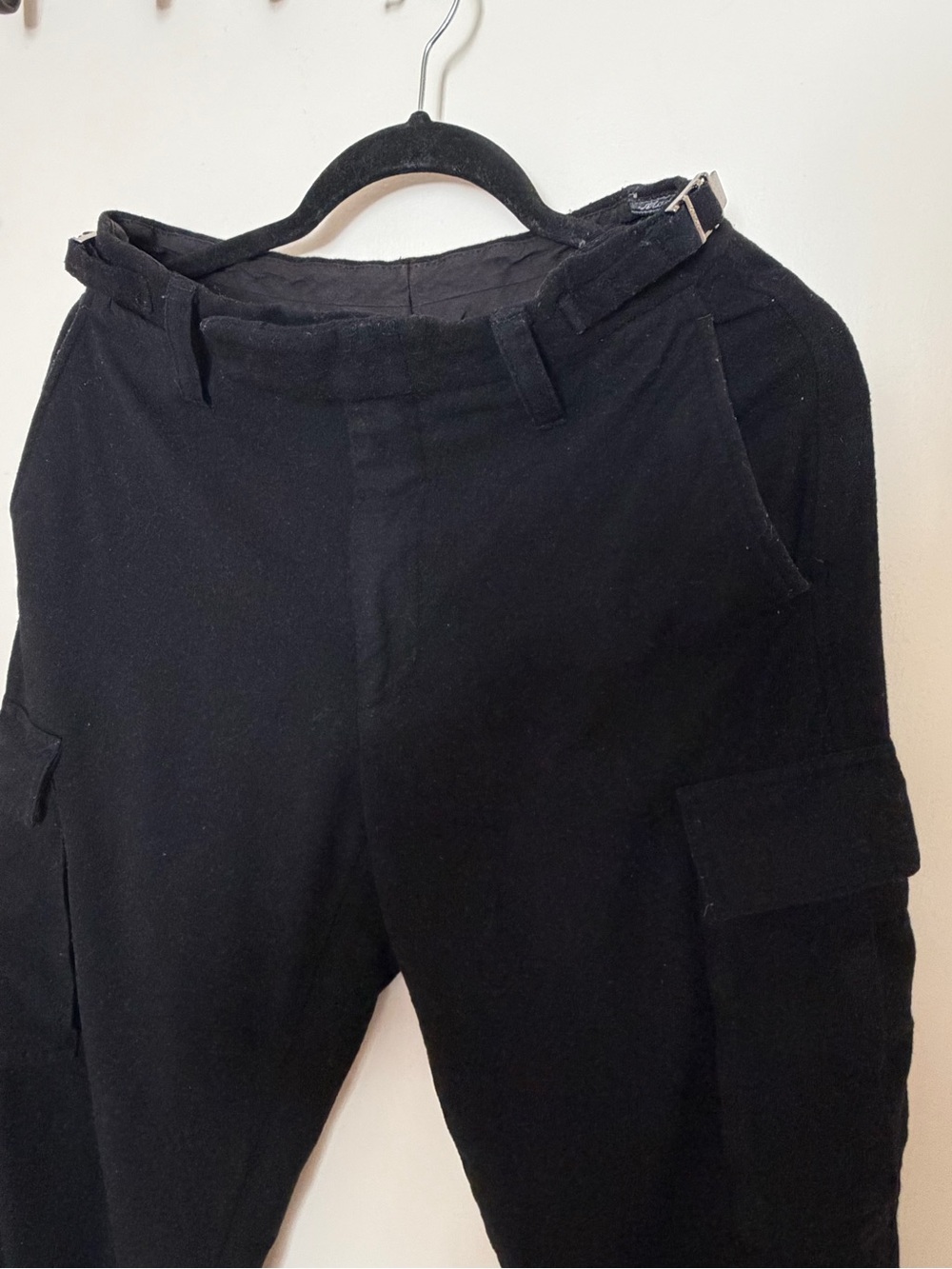 Gucci Black Cargo Wool Pants with waistband buckles